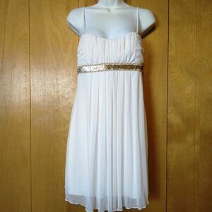 Sweet Storm Juniors Medium Spaghetti Strap Beaded Sequin White Party Dress